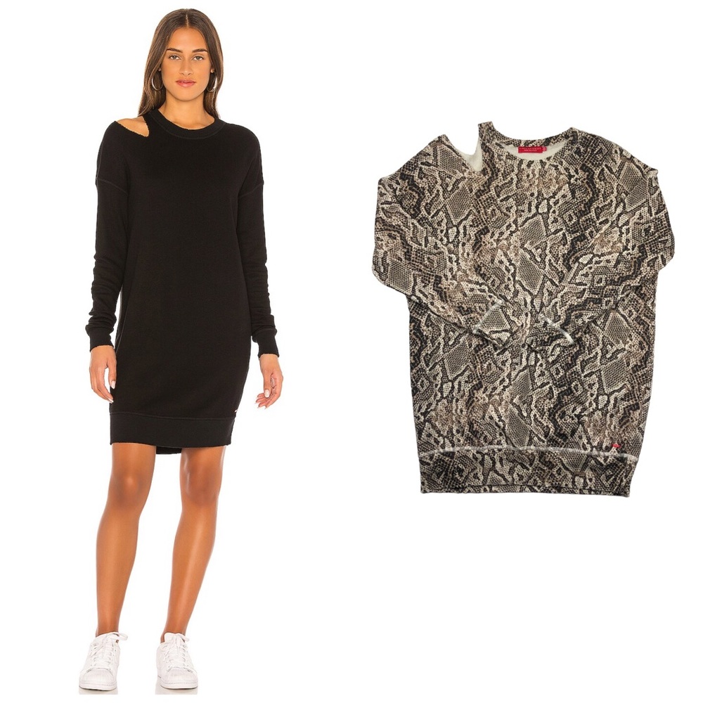 NWOT n: Philanthropy Mia Python Raw Edge Shoulder Cutout Mini Dress SMALL